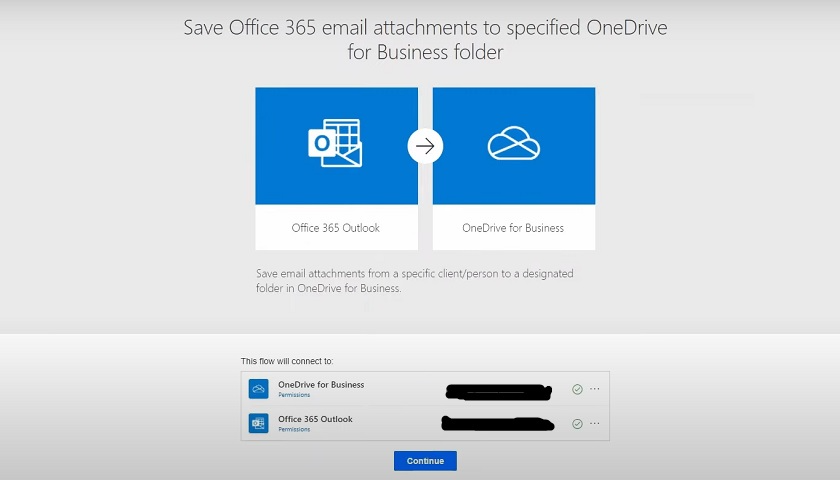 Office 365 Email attachments to specified OneDrive for business folder, power BI template