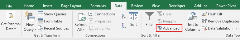 Excel advanced filtering 