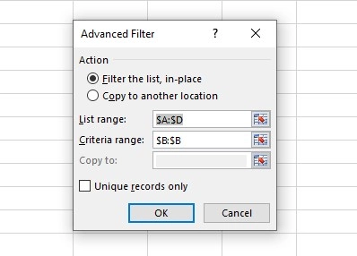 advanced filters in Excel