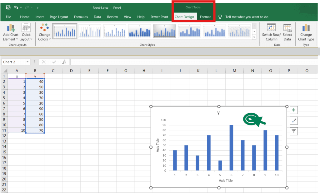 Add Axis Title by The Add Chart Element
