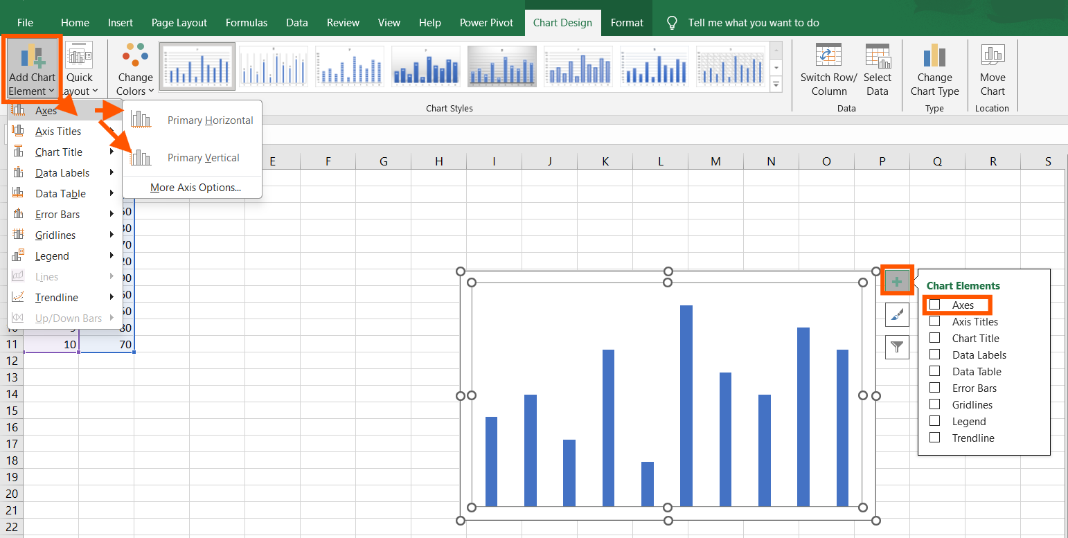 How to Make the Axes Labels Appear on the Chart