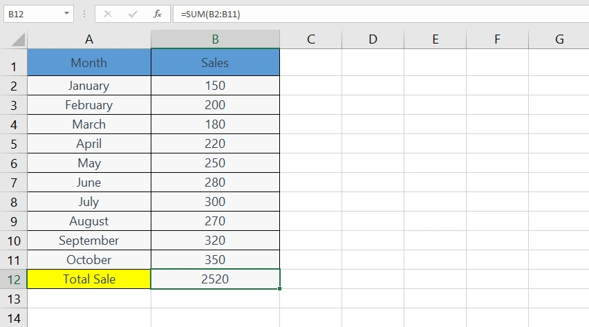 Sum function in Excel