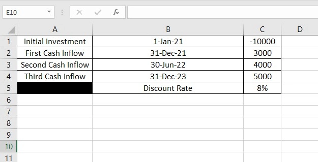 XNPV in Excel