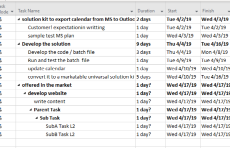 MS Outlook calendar
