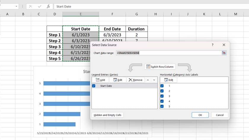 Excel For Project Management Gantt Chart Step3 