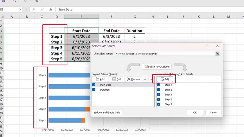 Excel For Project Management Gantt Chart Step5 