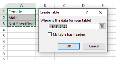 create combobox in excel with automatic range adjustment create table
