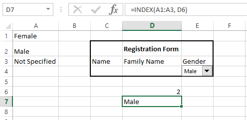 create combobox in excel form control combobox and index function
