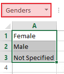 create combobox in excel create named range