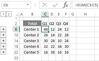 consolidate data in excel by position result