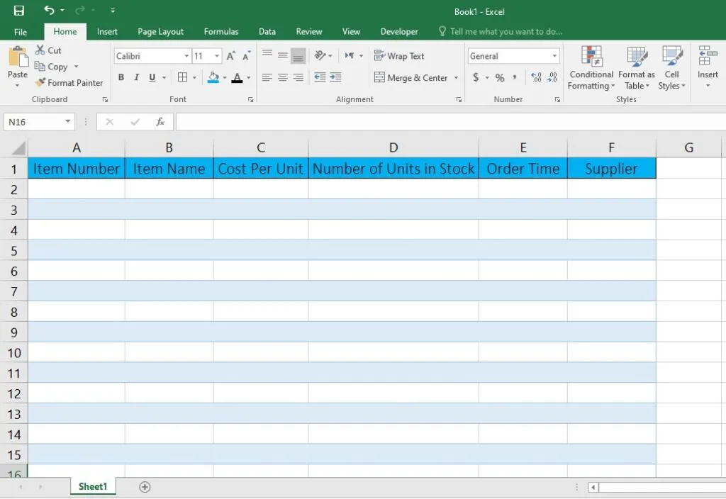 inventory spreadsheets