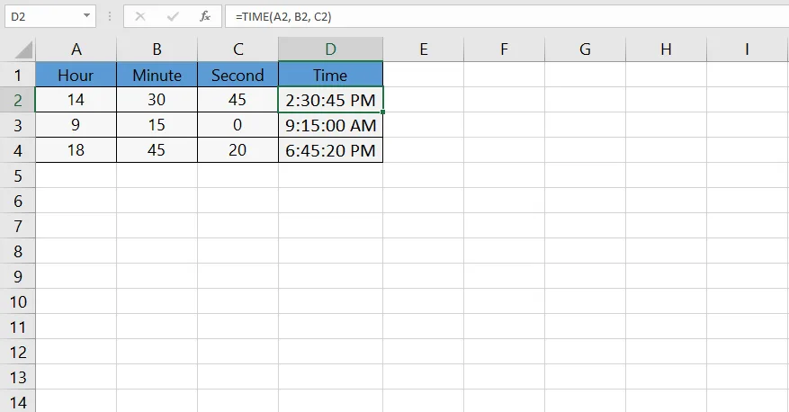 TIME function in Excel