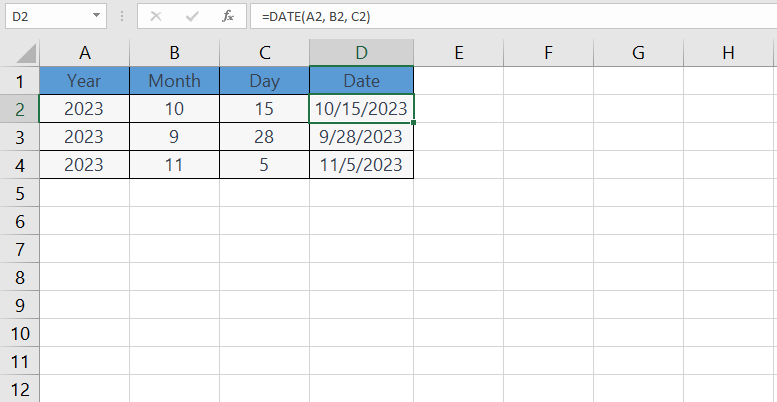 DATE function in Excel