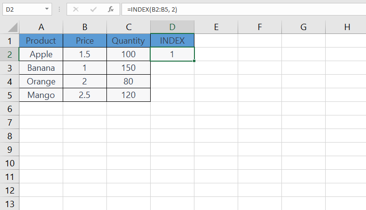 INDEX Excel function