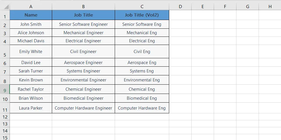 Excel Functions List