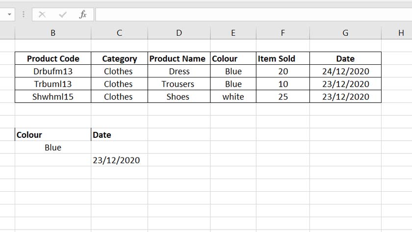 Result of multiple criteria different rows