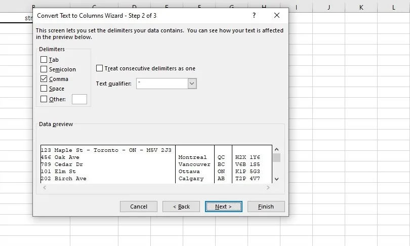 text to column in Excel