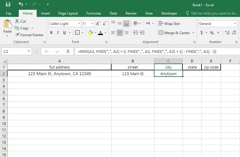 MID function in Excel