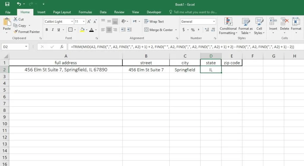 TRIM function in Excel