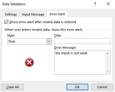 data validation in Excel