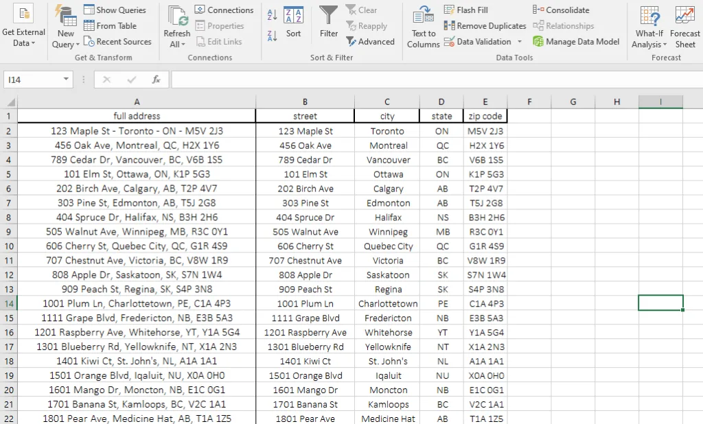 data table in Excel