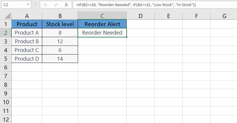 IF function in Excel