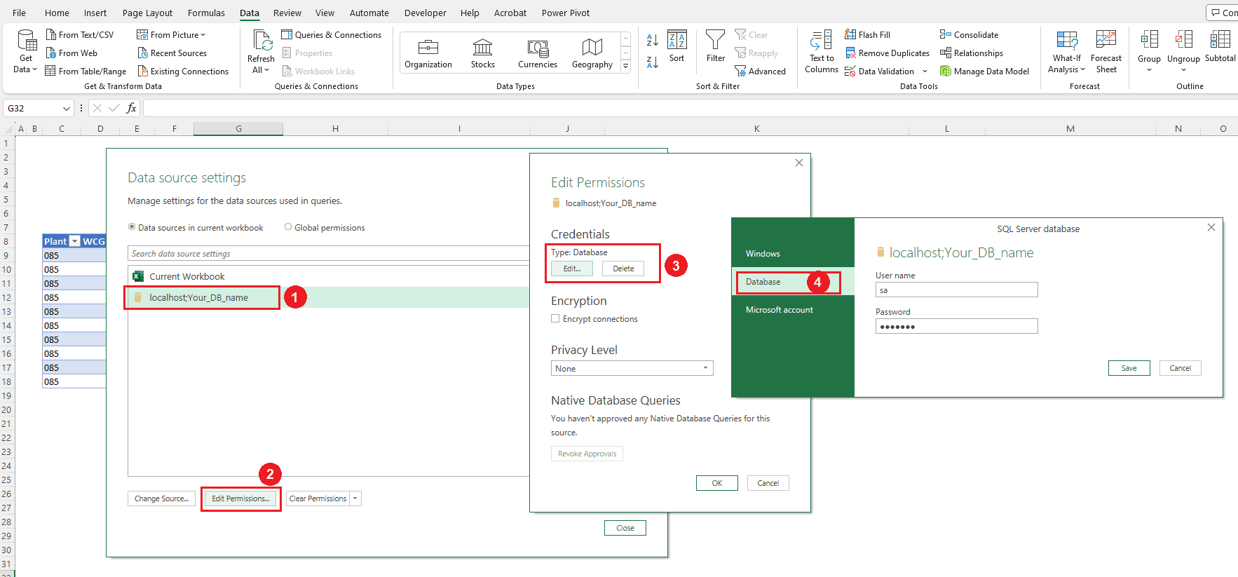 Database Permissions-Connecting Excel to Microsoft SQL