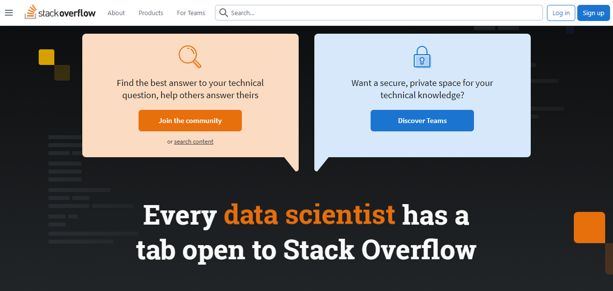 a screenshot of Stackoverflow website