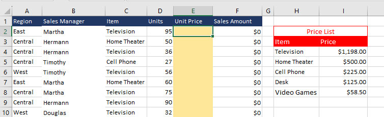 excel database functions vlookup table