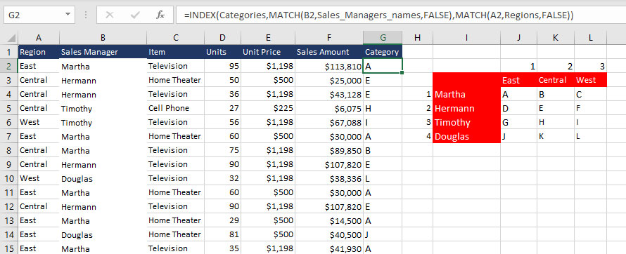 excel database functions match index