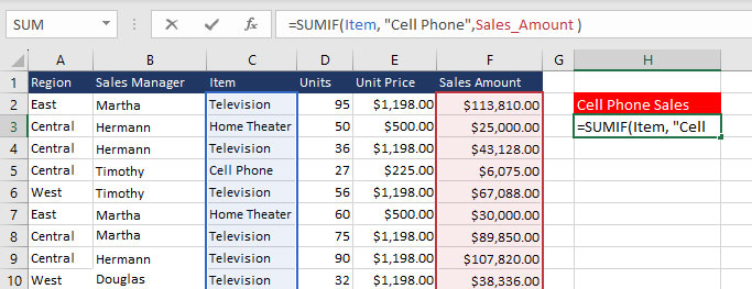 excel database function sumif