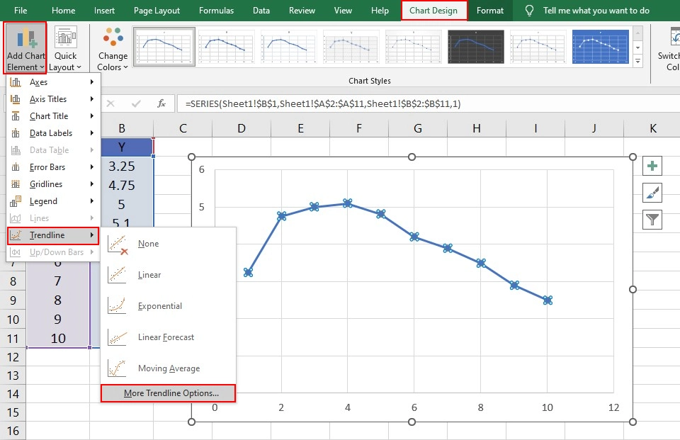 Calculating the Area Under a Curve with Excel Chart Trendline
