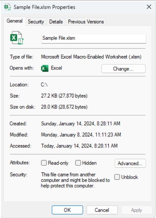 Method 1: Unblock File Properties