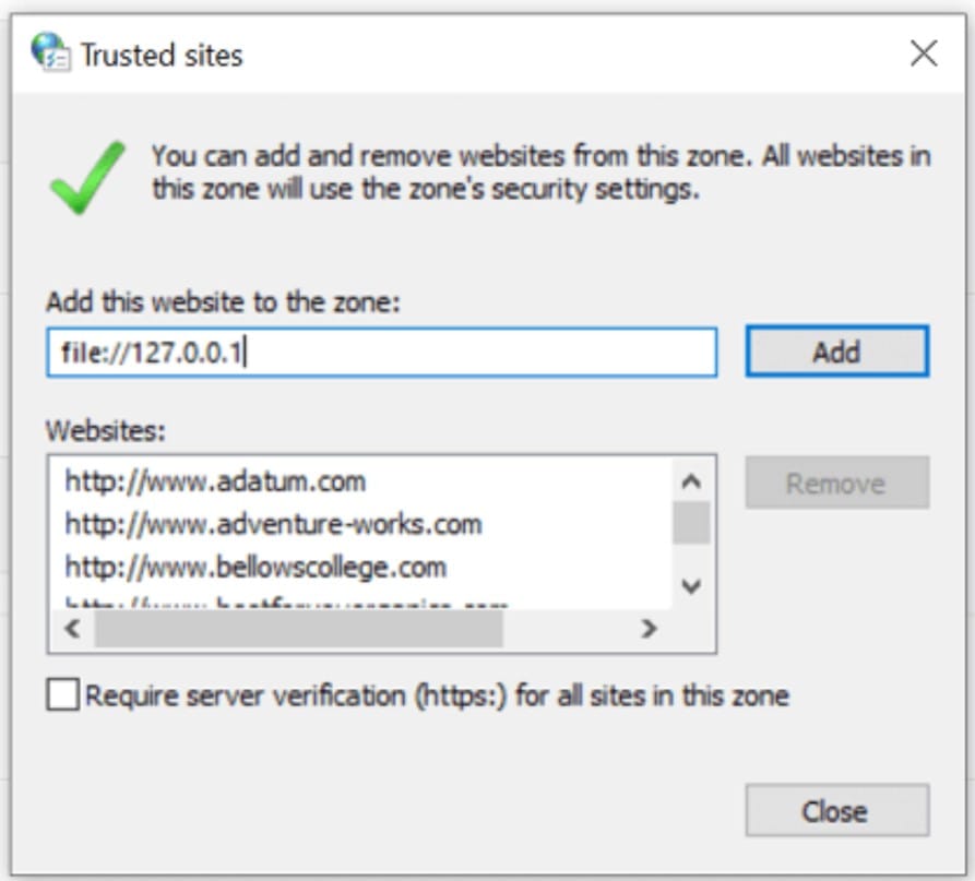 Method 2: Set Trusted Sites in Windows