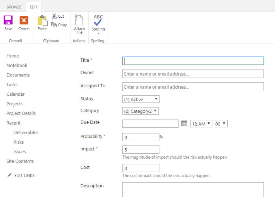 How to add risks in Microsoft Project