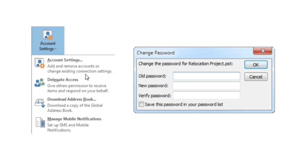Outlook Email Protection , how to change outlook pass