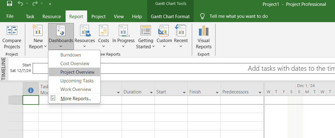 Creating Reports in Microsoft Project