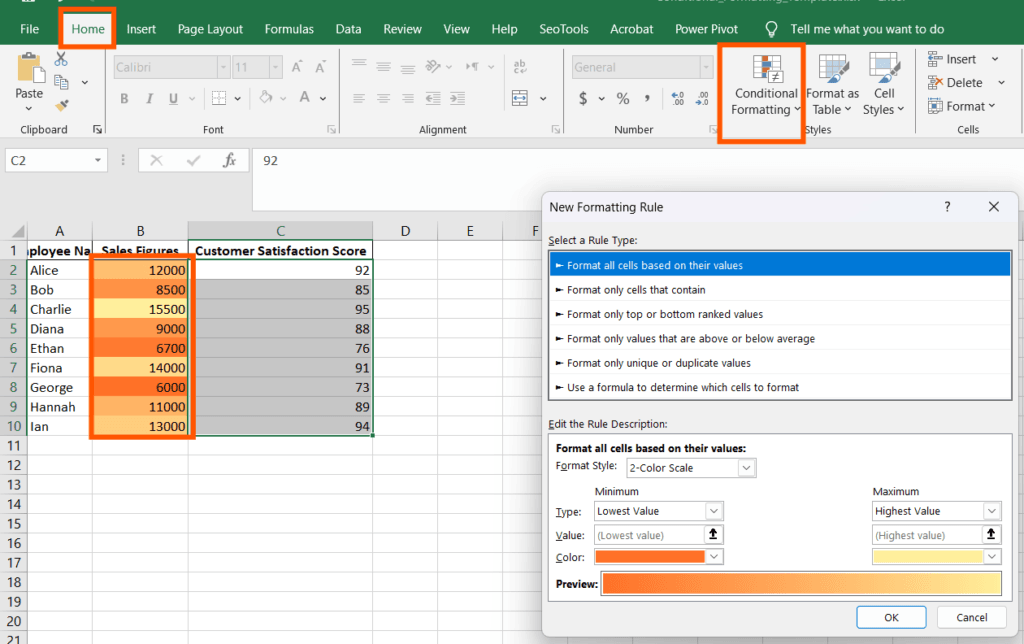 Conditional Formatting excel