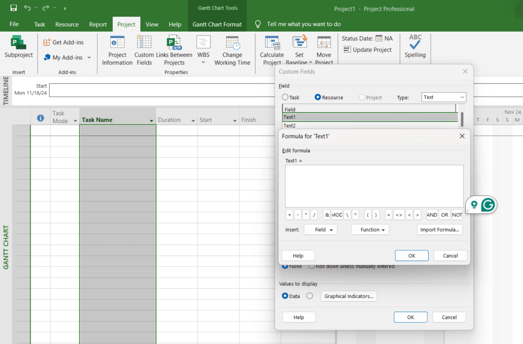 Project template optimization