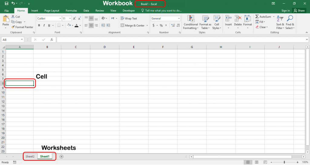 Microsoft Excel 2016 Interface