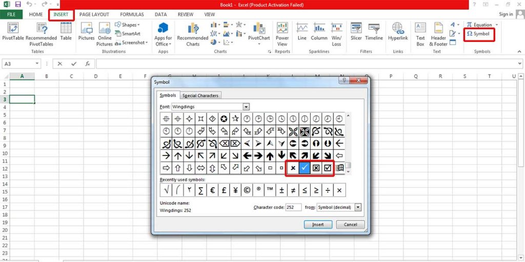 How to Insert Check Mark (Tick) in Excel