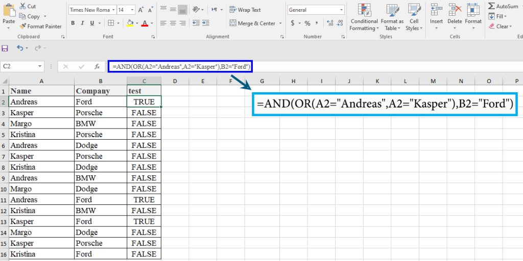 How to use the OR and AND functions in Excel