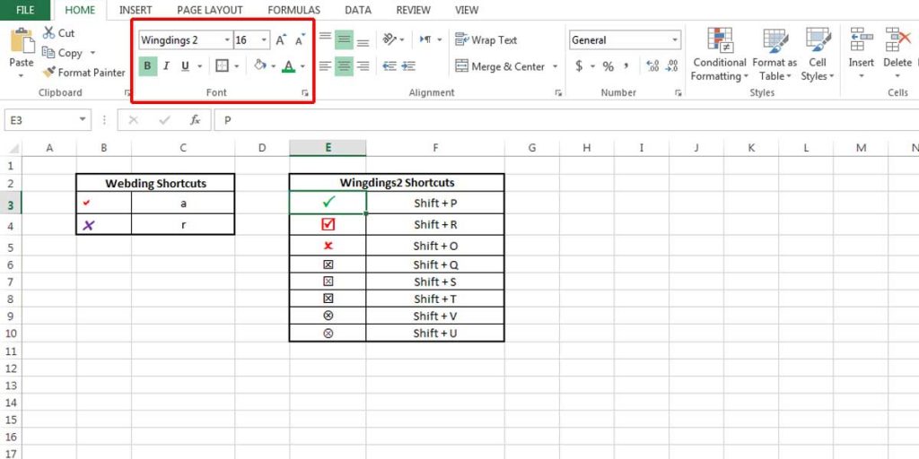 How to insert check mark (Tickmark ✓) in Excel