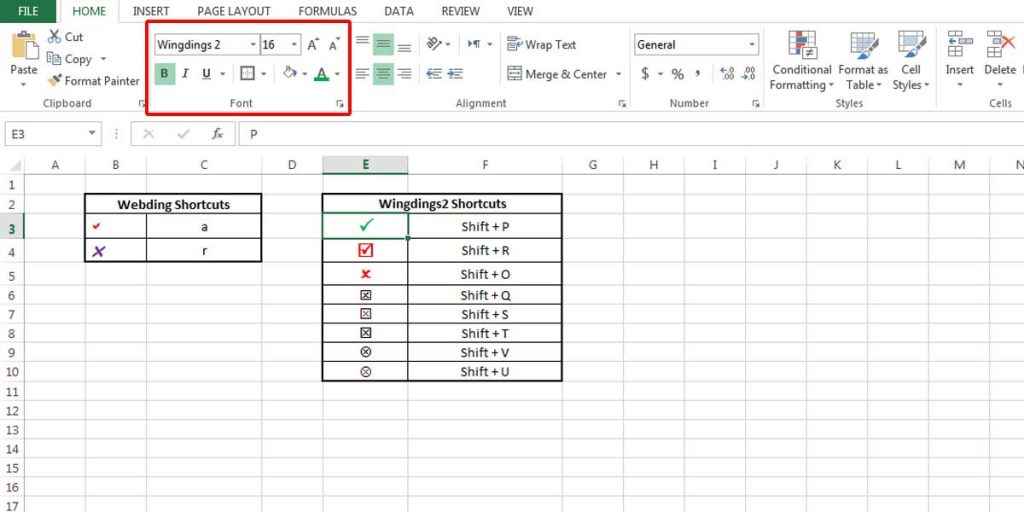 How to Insert a Check Mark