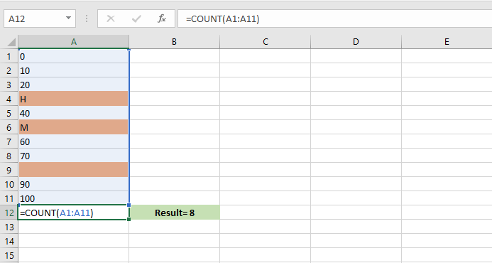 use count function in Excel - how to count some numeric values without alphabetic cells in the selected range in excel