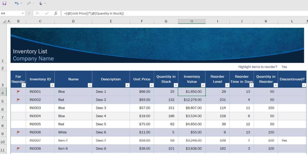 Excel Inventory Management Template