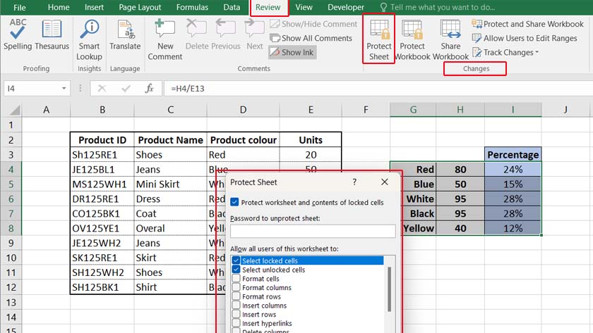 how to lock cells in Excel
