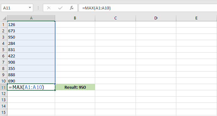 The MAX function in excel