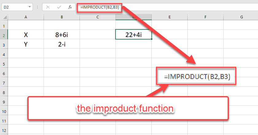 Multiply complex numbers by the ImProduct function in Excel