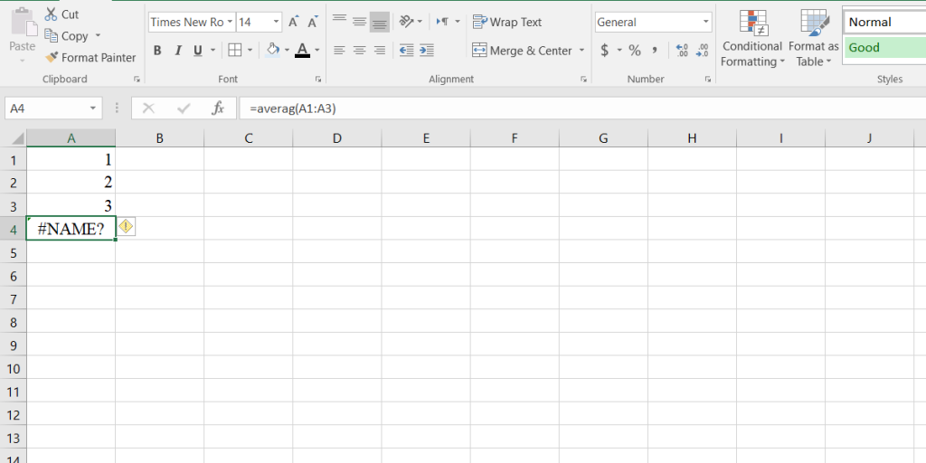 Excel NAME erro